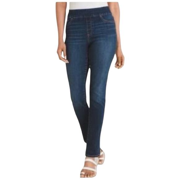 Chico’s Size 1R Jeggings Ankle Jean Pull On Mid Rise Dark Blue Wash Women’s 8 - Picture 1 of 10